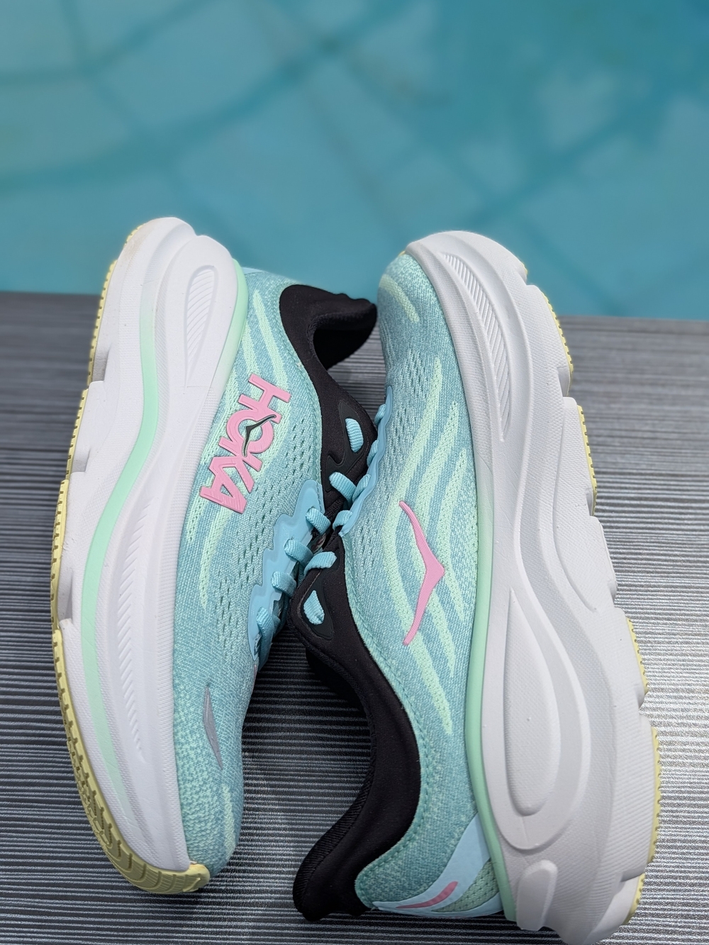 Size 7 - Hoka One One HOKA Bondi 9 Women's Blue Spark Mint Fluorite W - Picture 8 of 12